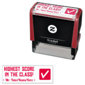 "HOOGSTE SCORE IN DE KLAS!" Tutor Rubber Stamp Zelfinktende Stempel (In situ)