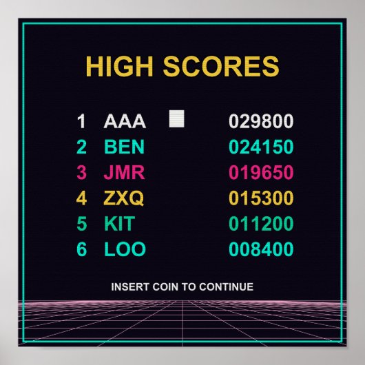 Hoogste Score - Retro Arcade CRT Poster (Voorkant)
