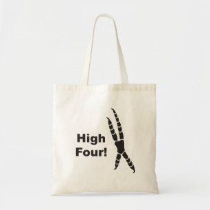 Hoogste vier rotatievoetafdruk (hoge vijf) tote bag