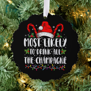 Hoogstwaarschijnlijk Al De Champagne Xmas Drank Ornament Kaart
