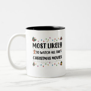 Hoogstwaarschijnlijk alle kerstfilms kijken tweekleurige koffiemok