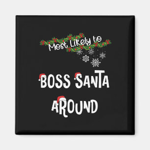 Hoogstwaarschijnlijk baas kerstman rond bijpassend magneet