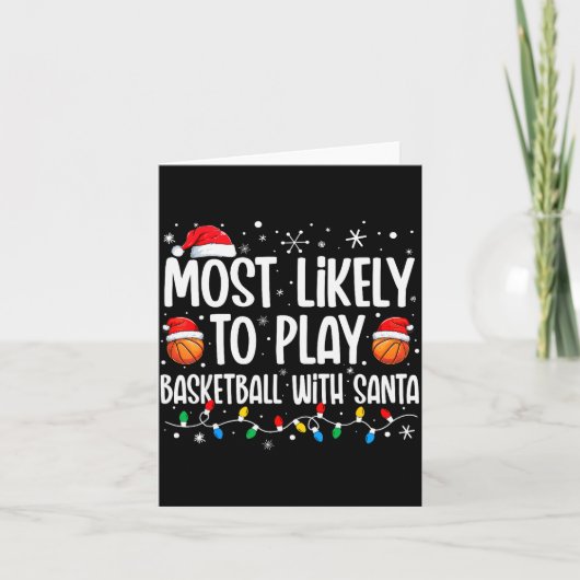 Hoogstwaarschijnlijk basketbal spelen met Kerstman Kaart (Voorkant)