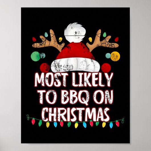 Hoogstwaarschijnlijk BBQ op kerst grappige bijpass Poster (Voorkant)