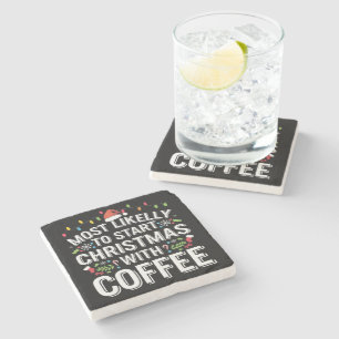 Hoogstwaarschijnlijk begint Kerstmis met koffie Fa Stenen Onderzetter