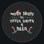 Hoogstwaarschijnlijk bieden Santa Christmas Family Ronde Sticker<br><div class="desc">Hoogstwaarschijnlijk bieden Santa Christmas Family Match Papa Mannen</div>