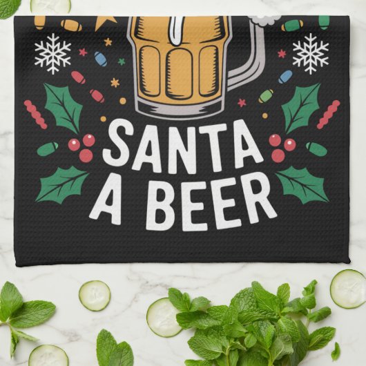 Hoogstwaarschijnlijk bieden Santa een bierfamilie Theedoek (Gevouwen)