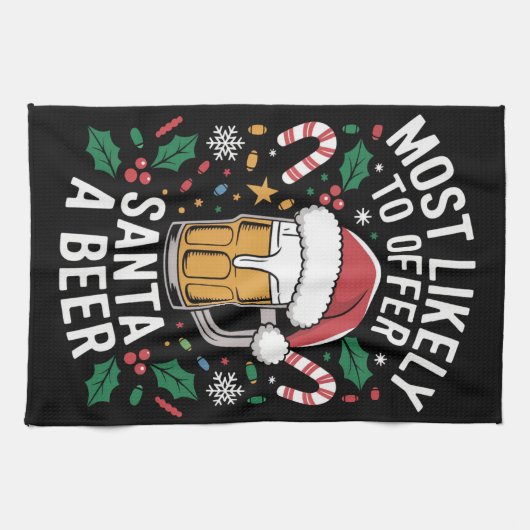 Hoogstwaarschijnlijk bieden Santa een bierfamilie Theedoek (Horizontaal)