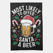 Hoogstwaarschijnlijk bieden Santa een bierfamilie Theedoek (Verticaal)