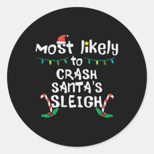 Hoogstwaarschijnlijk Crash Kerstman Sleigh Christm Ronde Sticker