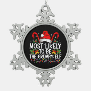 Hoogstwaarschijnlijk de chagrijnige elf, leuke Ker Tin Sneeuwvlok Ornament