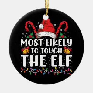 Hoogstwaarschijnlijk de Elf Kerst Familie Aanraakt Keramisch Ornament