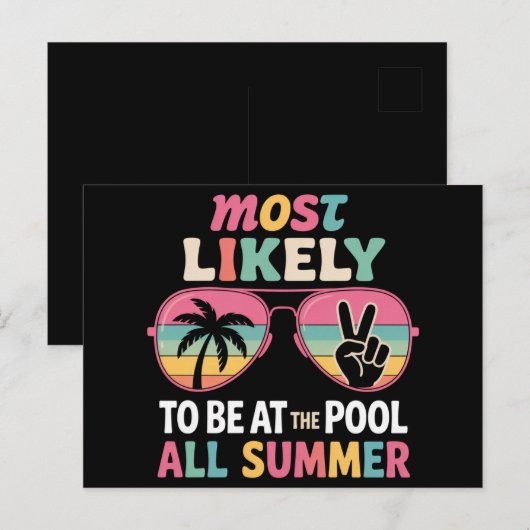 Hoogstwaarschijnlijk de hele zomer bij het zwembad briefkaart (Voorkant / Achterkant)