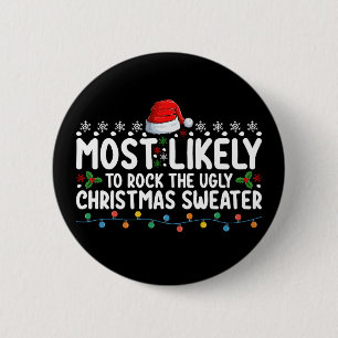 Hoogstwaarschijnlijk de lelijke kersttrui dragen ronde button 5,7 cm