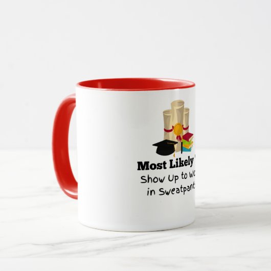 Hoogstwaarschijnlijk draag joggingbroek Afstuderen Mok (Voorkant links)