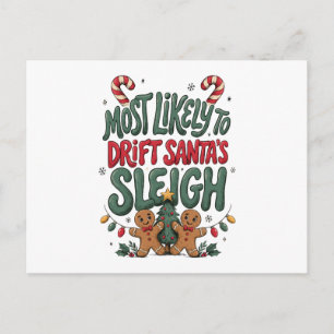 Hoogstwaarschijnlijk Drijft Kerstman Sleigh Kerst Feestdagenkaart