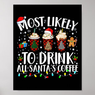 Hoogstwaarschijnlijk Drink alle Santa's Coffee Mat Poster