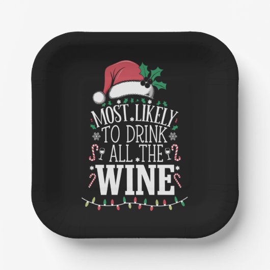 Hoogstwaarschijnlijk Drink Kerstmis de hele wijnfa Papieren Bordje (Voorkant)