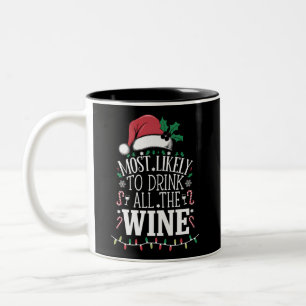 Hoogstwaarschijnlijk Drink Kerstmis de hele wijnfa Tweekleurige Koffiemok