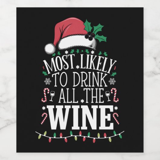 Hoogstwaarschijnlijk Drink Kerstmis de hele wijnfa Wijn Etiket (Enkel label)