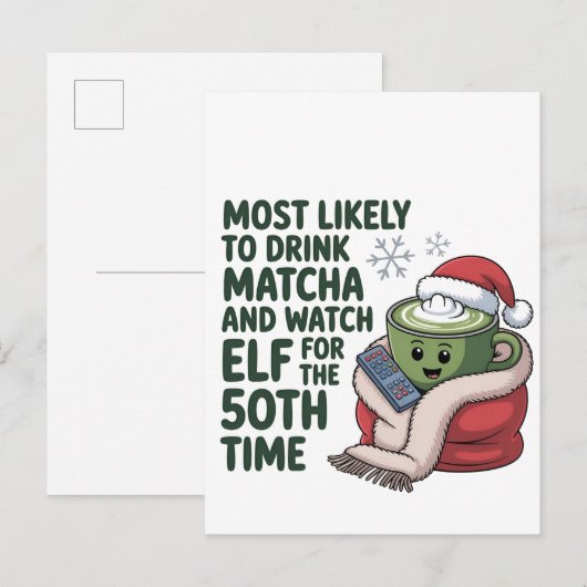 Hoogstwaarschijnlijk Drink Matcha en kijken Elf Xm Aankondigingskaart (Voorkant / Achterkant)