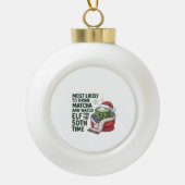 Hoogstwaarschijnlijk Drink Matcha en kijken Elf Xm Keramische Bal Ornament (Voorkant)