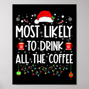 Hoogstwaarschijnlijk Drink op alle Coffee Funny Fa Poster