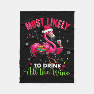 Hoogstwaarschijnlijk Drink op kerst flamingo vrouw Fleece Deken