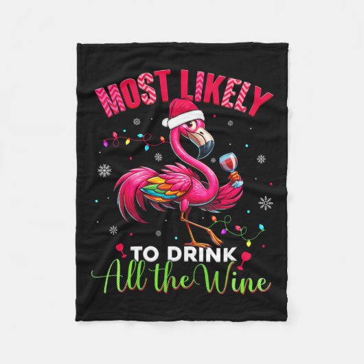 Hoogstwaarschijnlijk Drink op kerst flamingo vrouw Fleece Deken (Voorkant)