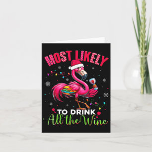 Hoogstwaarschijnlijk Drink op kerst flamingo vrouw Kaart