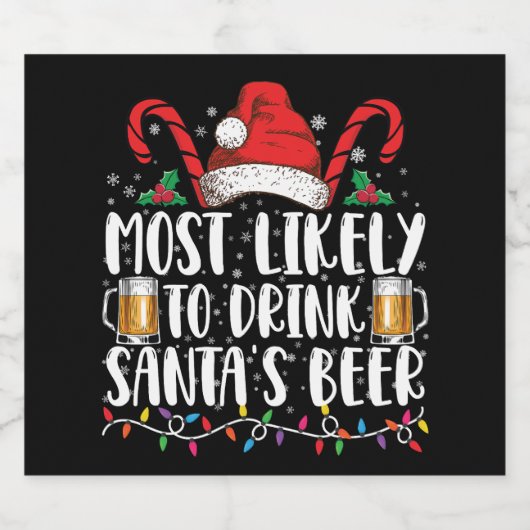 Hoogstwaarschijnlijk Drink Santa's Beer Christmas- Bier Etiket (Enkel label)