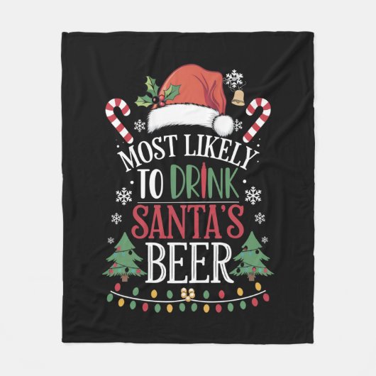Hoogstwaarschijnlijk Drink Santa's Beer Matching X Fleece Deken (Voorkant)