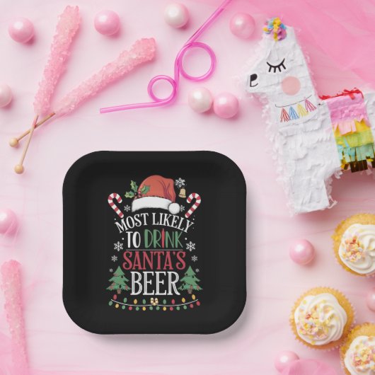 Hoogstwaarschijnlijk Drink Santa's Beer Matching X Papieren Bordje (Feest)