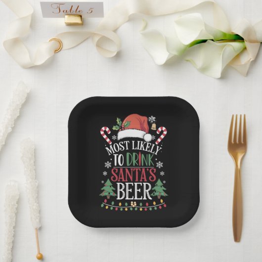 Hoogstwaarschijnlijk Drink Santa's Beer Matching X Papieren Bordje (Huwelijk)