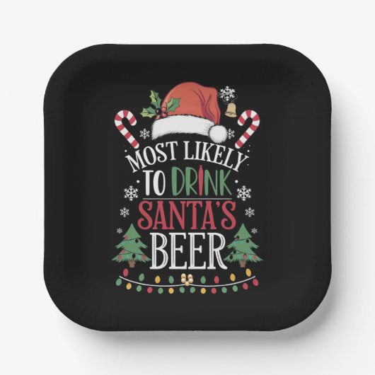 Hoogstwaarschijnlijk Drink Santa's Beer Matching X Papieren Bordje (Voorkant)