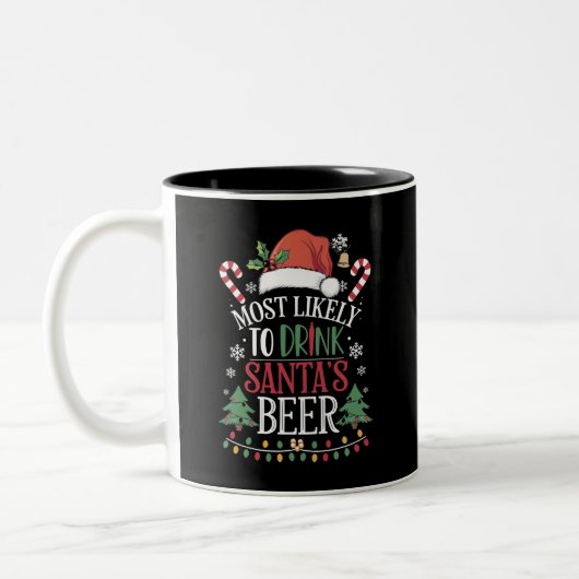 Hoogstwaarschijnlijk Drink Santa's Beer Matching X Tweekleurige Koffiemok (Links)