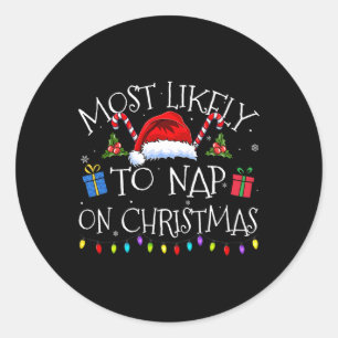 Hoogstwaarschijnlijk dutje op kerst grappig kerstp ronde sticker