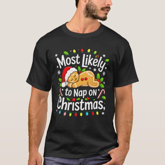 Hoogstwaarschijnlijk dutje op kerst grappig peperk t-shirt (Voorkant)