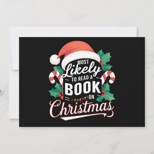 Hoogstwaarschijnlijk een boek lezen met Kerstmis Feestdagenkaart (Voorkant)