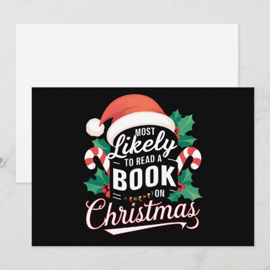 Hoogstwaarschijnlijk een boek lezen met Kerstmis Feestdagenkaart (Voorkant / Achterkant)