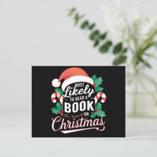 Hoogstwaarschijnlijk een boek lezen over Kerstmis Feestdagenkaart
