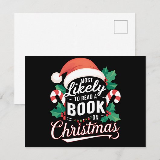 Hoogstwaarschijnlijk een boek lezen over Kerstmis Feestdagenkaart (Voorkant / Achterkant)