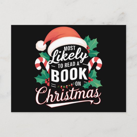Hoogstwaarschijnlijk een boek lezen over Kerstmis Feestdagenkaart (Voorkant)