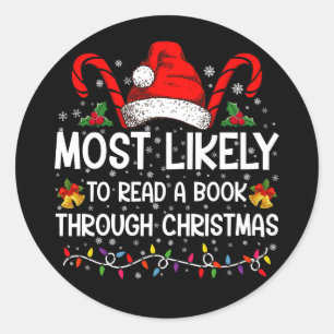 Hoogstwaarschijnlijk een boek lezen tot Kerstmis Ronde Sticker