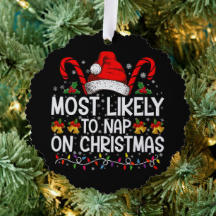 Hoogstwaarschijnlijk een dutje doen op kerstvakant ornament kaart