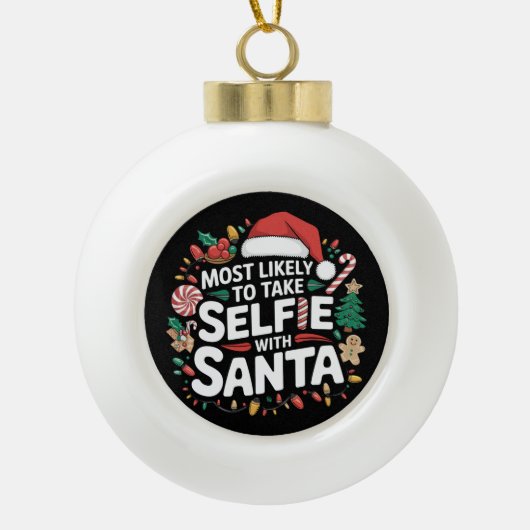 Hoogstwaarschijnlijk een selfie maken met de kerst keramische bal ornament (Voorkant)