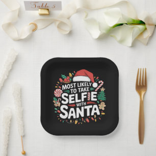 Hoogstwaarschijnlijk een selfie maken met kerstman papieren bordje