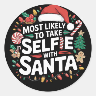 Hoogstwaarschijnlijk een selfie maken met kerstman ronde sticker