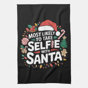 Hoogstwaarschijnlijk een selfie maken met kerstman theedoek