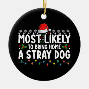 Hoogstwaarschijnlijk een zwerfhond met Kerstmis me Keramisch Ornament